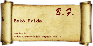 Bakó Frida névjegykártya